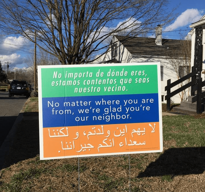 Welcome immigrants and support a local nonprofit organization – Yard signs for sale
